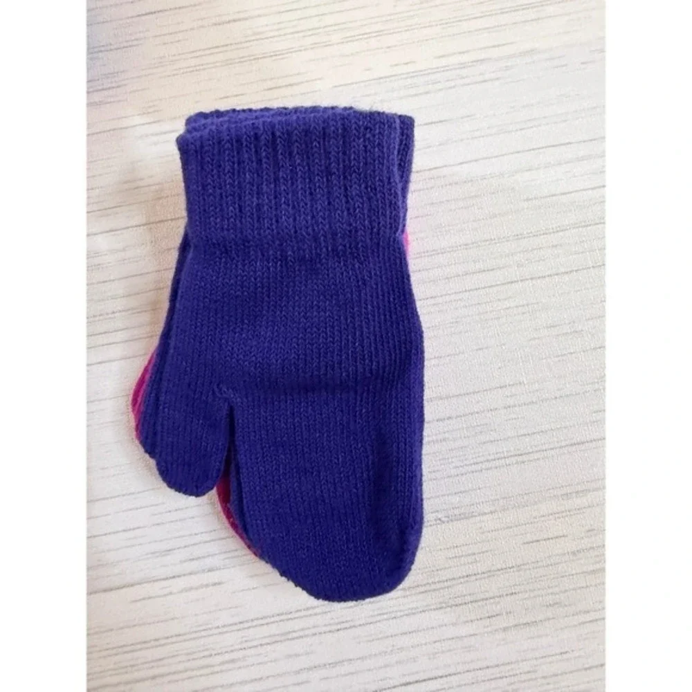 Cat & Jack Toddler Girls 3 Pack Knit Mittens Pink Purple Size 2T-5T NEW